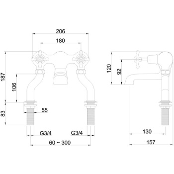 Burlington Claremont Bath Filler Deck Mounted